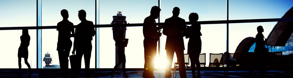 Group of people meeting at airport